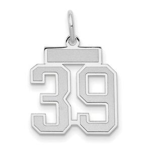 14k White Gold, Jersey Collection, Small Number 39 Pendant